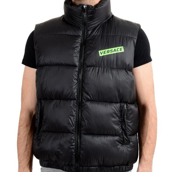 Versace Men's Logo Full Zip Sleeveless Parka Vest